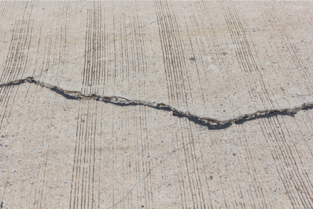 Road crack surface of concrete driveway