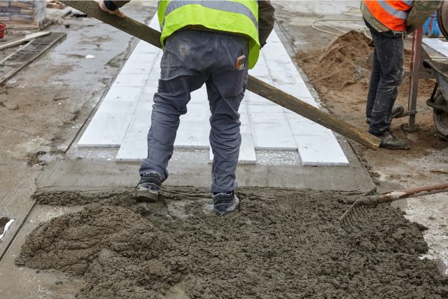 Workers make a new pavement